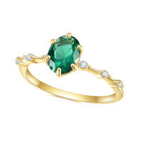 wholesale S925 Sterling Silver with 14k Gold Plated Emerald Nano Ring, Simple and Elegant Gemstone Ring-S925 Silver + Emerald Nano US Size 6