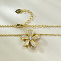 wholesale Gold-plated S92 Silver Necklace with French Romantic Floral Pendant, Vintage Style Necklace for Women, Live Streaming Wholesale Item-0-3