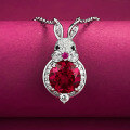 wholesale 18K White Gold ZHUO ZHI FAN Jewelry Seasonal New Original Rabbit Pendant 80mm Pigeon Blood Red High Carbon Diamond Full Diamond Necklace-0-1