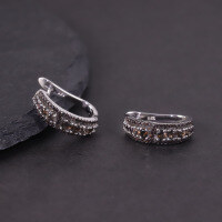 wholesale S925 sterling silver earrings with colored gemstones, crystal topaz ear clips, new women's fashion earrings in European and American style-Natural brown crystal earrings