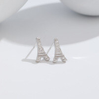 wholesale S925 Sterling Silver Eiffel Tower Earrings for Women, European Style Elegant Cross-Border New Accessory-Eiffel Tower Earrings 925 Silver