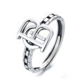 wholesale S925 Sterling Silver European and American Minimalist Letter Hollow-Out Interlocking Hip-Hop Style Personalized Street Open Ring for Women-0-4