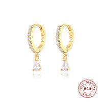 wholesale S925 Sterling Silver INS-style Cross-Border Bestseller Dripping Hoop Earrings with Colorful Diamonds-Gold-White Diamond