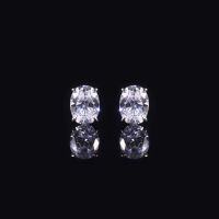 wholesale S925 Sterling Silver European Oval Moissanite Stud Earrings Four-Prong 05/1/2 Carat Oval Shape Minimalist Women's Jewelry-0.5 carat moissanite earrings