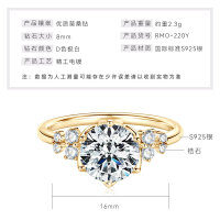 925 Sterling Silver Three-Stone Moissanite Ring, Women's Trendy Minimalist Design-【Fairy Stars】-K Gold  4 US Dollars