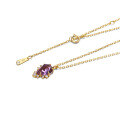 wholesale S925 Sterling Silver Gold-Plated New Pendant Necklace Choker Set with Natural Amethyst Rose-Cut Teardrop-0-4