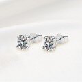 wholesale 925 Silver Stud Earrings D Color Moissanite Classic Four-Prong Oval Moissanite Studs Elegant Simple Earrings Wholesale-0-3