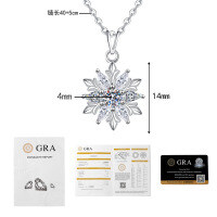 S925 Sterling Silver Moissanite Romantic Snowflake Necklace-30-point Moissanite, white gold  925 silver