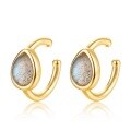 wholesale S925 Sterling Silver Fashion Minimalist Geometric Labradorite Ear Crawler Earrings for Women, Niche Luxury Design, Wholesale from Manufacturer-0-4