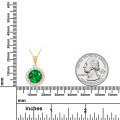 Sterling Silver Vintage Geometric Teardrop Round Emerald Necklace-0-5
