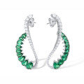 wholesale 925 Silver Gold-Plated Earrings with High Carbon Diamond, Baogia Emerald, and Exquisite Serpent Design – Premium Jewelry for Women-0-0