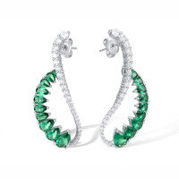 wholesale 925 Silver Gold-Plated Earrings with High Carbon Diamond, Baogia Emerald, and Exquisite Serpent Design – Premium Jewelry for Women-Muzo Green>925 Silver