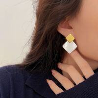 wholesale Sterling Silver & Gold-Plated Exaggerated Geometric Diamond Stud Earrings for Women, Korean High-End Spring Summer New Arrivals Minimalist Style Earrings-Sterling silver