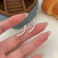 wholesale S925 Sterling Silver Row Round Bead Arc Stud Earrings for Women, Exquisite Fashionable Luxury New Collection Versatile Earrings-0-1