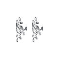 wholesale S925 Sterling Silver Minimalist Korean-style Clip-on Earrings for Women, Branch Hollow-out Design, Fresh and Elegant Earrings M01140-0-4