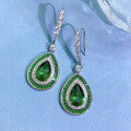 wholesale Sterling Silver New 3ct Teardrop 8*12 Emerald High Carbon Diamond Earrings for Women,Ins Luxury Earrings-0-2