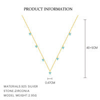 wholesale S925 Sterling Silver Retro Style Turquoise Fishtail Fringe Earrings And Necklace Set,。-A4017_Zircon Green Turquoise_18K Yellow Plated_Swimming Paint_Palladium Base_Necklace 925 Silver