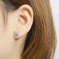 wholesale S925 silver Japanese pastoral-style dragonfly synthetic opal earrings, blue opal jewelry for women-0-3