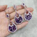 wholesale S925 Sterling Silver Individually Designed Natural Amethyst Jewelry Set with Irregular Pendant Necklace, European and American Style-0-0