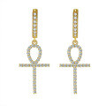 S925 Sterling Silver Hip-Hop Cross Earrings with Moissanite, Luxury Unisex Design-0-3