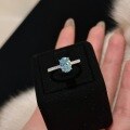 wholesale 925 Sterling Silver Aquamarine Oval Solitaire Ring and Necklace Set, Colored Gemstone Blue Diamond Fashion Light Luxury Jewelry-0-6