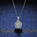 S925 Sterling Silver 50-Point Moissanite Pendant Necklace for Women-0-4