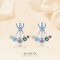 wholesale S925 Sterling Silver Sweet Colorful Zircon Star Earrings for Women, Small Niche Design with a Sense of High-End Inlaid Zircon Studs-0-0