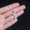 S925 Sterling Silver Moissanite Mini Pearl Butterfly Necklace Wholesale-0-1