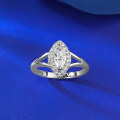 wholesale S925 Sterling Silver 4*8mm Marquise Halo High-End Fashion Ring for Women, Xiaohongshu Live Cross-0-2