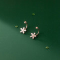 wholesale 925 Silver 1 Pair Full Diamond Flower Earrings Women Korean Style Elegant Minimalist Five-Petal Flower Screw Ear Hook G9953-0-0