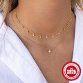 wholesale S925 Sterling Silver Single Diamond Pendant, a versatile and fashionable Korean-style collarbone necklace with unique design and diamond accents-0-2
