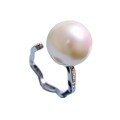 wholesale S925 silver Euro-American minimalist geometric open ring with 14mm pearl in cool tone-0-4