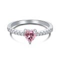 wholesale S925 Sterling Silver Pink Heart High-Carbon Diamond Ring Light Luxury Vintage Premium Clearance Style-0-6