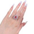 wholesale S925 Silver Red Corundum Oval Ruby Ring for Women,-0-4