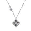 wholesale S925 Sterling Silver Korean and Japanese Women's Necklace, Minimalist and Stylish, Versatile, Forest-inspired Four-leaf Clover Chic Collarbone Chain-0-11