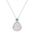 Sterling Silver White Chalcedony Ice-Transparent Buddha Pendant Necklace, Women's 2025 New Delicate Collarbone Chain-0-3