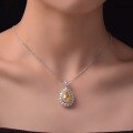 wholesale 925 Silver 3ct Teardrop Ice Flower Cut Goose Yellow 8*12 High Carbon Diamond Necklace, European and American Luxury, Shipei Jewelry New Collection-0-2