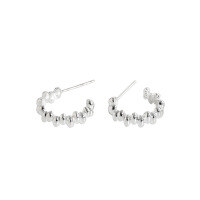 wholesale S925 Sterling Silver 565 Korean Version Ins Minimalist Geometric Bean Textured Stud Earrings for Women, Understated and Versatile with a Designer Touch-Silver [with sterling silver ear plugs]  925 silver