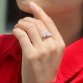 Sterling Silver Moissanite Three-Life Stone Ring, a Light Luxury Proposal Valentine's Day Gift-0-1