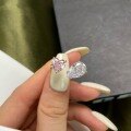 wholesale S925 Sterling Silver Women's Light Luxury Water Drop Fashion Row of Diamonds Cute Heart Shape Square Pink High Carbon Diamond Ring-0-3