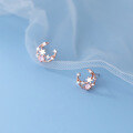 wholesale S925 Sterling Silver Nalan Korean Style Minimalist Diamond-Inlaid Pink Crystal Sweet Star and Moon Earrings M00005-0-3