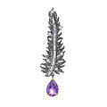 wholesale S925 silver feather design natural gemstone brooch with garnet, convertible to pendant-0-6