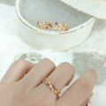 wholesale 【Clearance at a Loss】S925 Silver Gold-Plated Ring with Natural Colored Gemstone Jewelry for Daily Commuting Minimalist Style-0-24
