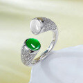 wholesale Sterling silver plated with high-ice green chalcedony and 60mm agate in a signature cabochon design-0-5