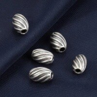 wholesale Sterling Silver Twisted Barrel Bead with Spacer Beads for Vintage DIY Crystal Beading and Handicraft Accessories-A twisted bead