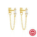 wholesale 925 Sterling Silver Hot-Sell Pearl and Diamond Drop Earrings with Chain Tassel-0-9