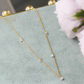 wholesale S925 Sterling Silver Plated 14K Gold Japanese Light Luxury Ins Stackable Sparkling Small Diamond T Square Collarbone Chain Fringe Necklace-0-2