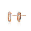 Sterling Silver Rose Gold Plated Women's Brooch Pin Earrings with Moissanite-0-3