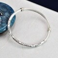 wholesale 999 Silver Chinese-style Text Blessing Wish Push-Pull Bangle for Women, Pure Silver Retro Minimalist Niche Ethnic Bracelet-0-1