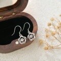 wholesale 999 Silver Flower Jumping Hook Earrings Fashionable Luxury Diamond-Inlaid High-End Student Earrings Versatile Trendy-0-5